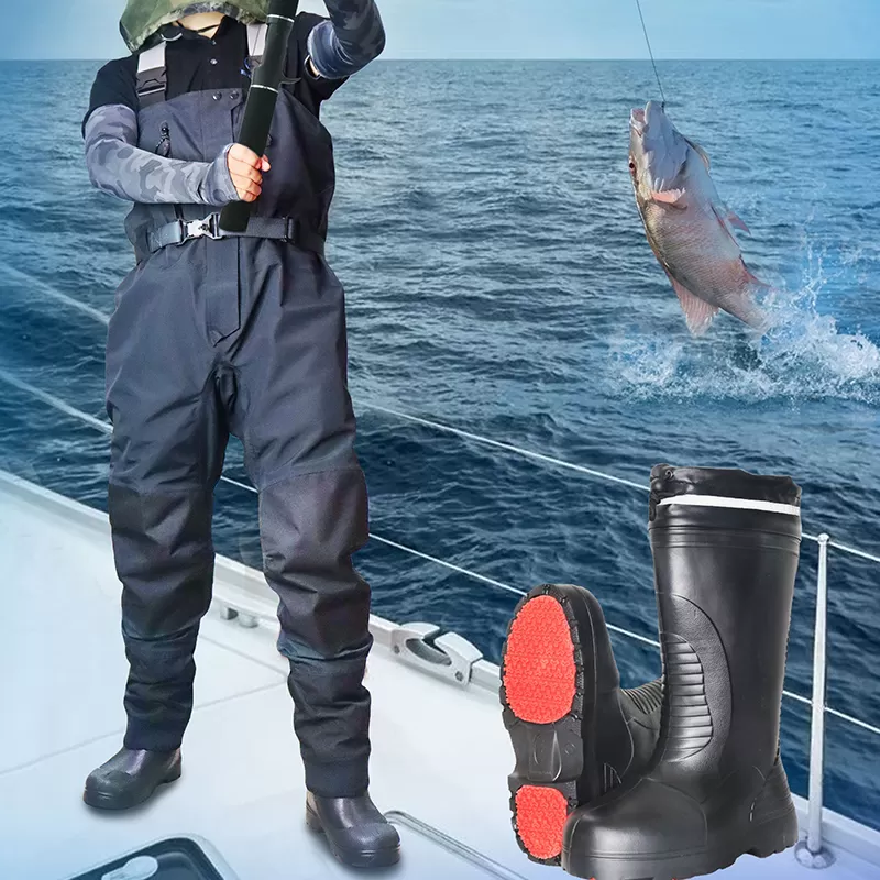 Waterproof Breathable Wader Pants with EVA Boots Set